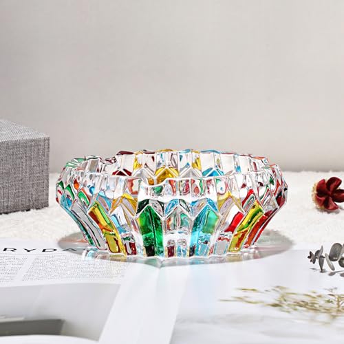 GUSHBIN Colorful Key Bowl for Entryway Glass Crystal Decorative Bowl Table Jewelry Dish for Chocolate Candy Storage Bowl Centerpiece for Coffee Table Dressing Table Home Decor - Image 5