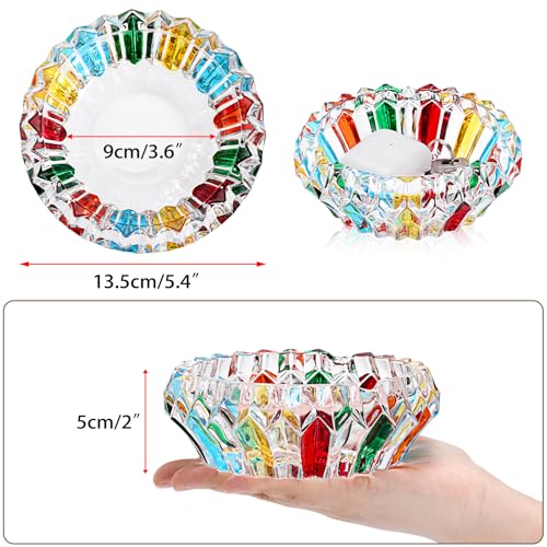 GUSHBIN Colorful Key Bowl for Entryway Glass Crystal Decorative Bowl Table Jewelry Dish for Chocolate Candy Storage Bowl Centerpiece for Coffee Table Dressing Table Home Decor - Image 3