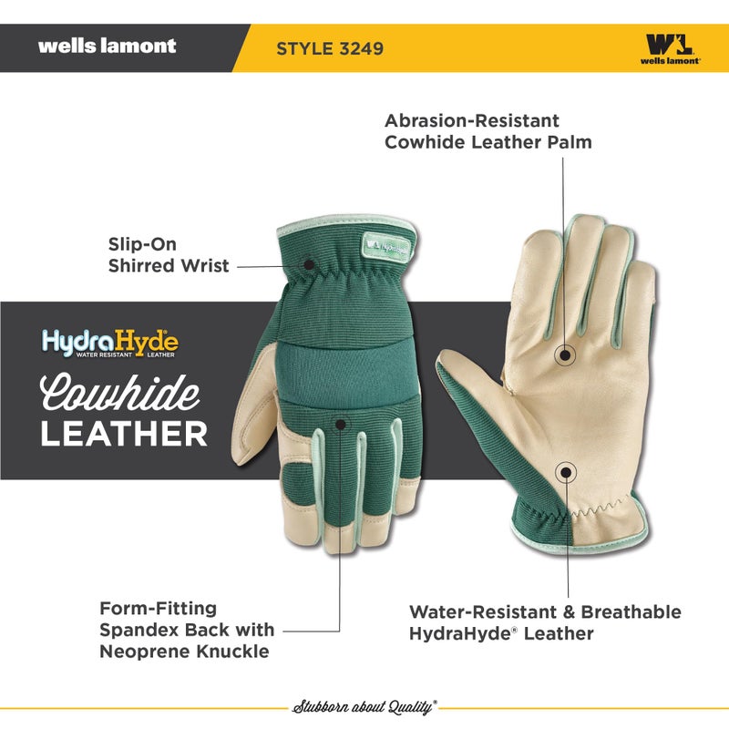 Wells Lamont Women's Work Gloves, Water-Resistant HydraHyde Gardening Gloves, Green, Medium (3249M) - Image 3