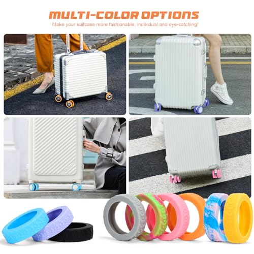 DIGIGRE Luggage Wheel Covers, 8 PCS Silicone Wheel Protector Covers for 2-2.6 inches 8-Spinner Wheels, Wear-Resistant, Anti-Noise, Yellow - Image 5