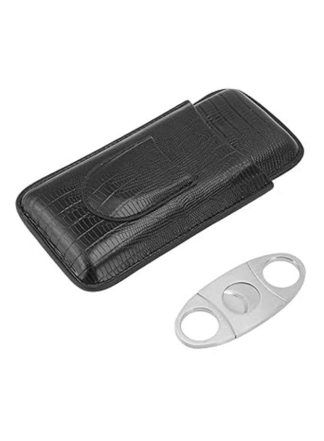 Leather Cigar Holder - Portable Cigar Holder with Accessories, Portable Cigar Set, Cigar Holder Accessories for 3 Cigars - Image 2