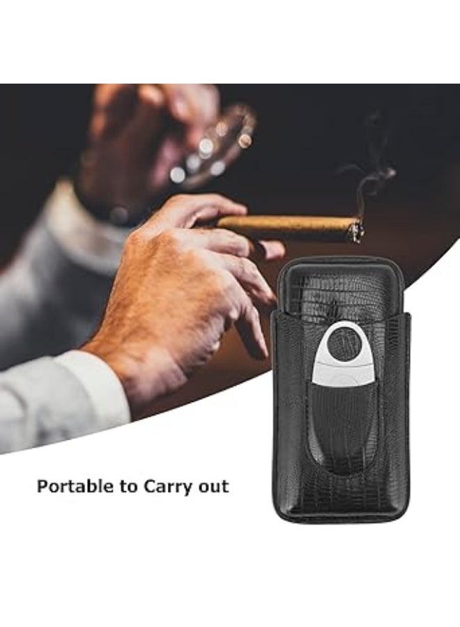 Leather Cigar Holder - Portable Cigar Holder with Accessories, Portable Cigar Set, Cigar Holder Accessories for 3 Cigars - Image 3