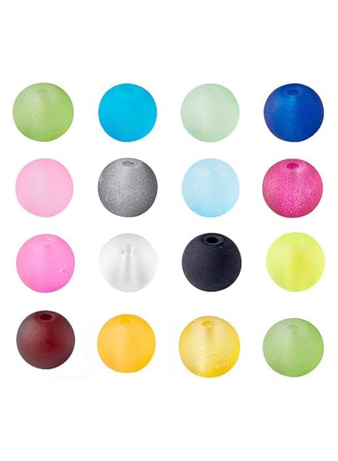 حوالي 400 قطعة/صندوق 15 لون زجاج بلوري شفاف مجموعة خرز مستديرة 8 مللي متر