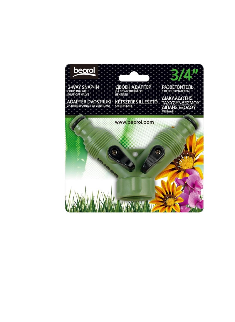 Beorol Beorol - Garden 3/4in 2-way Snap-in Coupling with Shut-off Valve  - Image 3