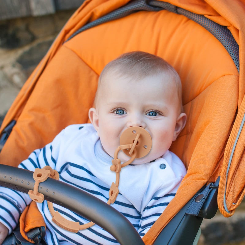 Eoopoon 4 Pack Toy Safety Straps, Stretchable Silicone Pacifier Chains, Adjustable Baby Bottle Toy Teethers Harness Strollers Straps for High Chair, Hanging Baskets, Cribs, Car Seat, Shopping Trolley - Image 3