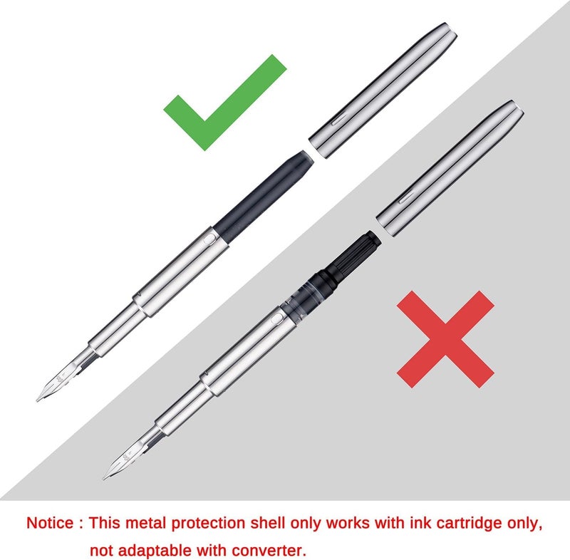 GOLD LEAF Jinhao 10 Retractable Fountain Pen Accessories – 1 Pack Metal Protector with Black Ink Cartridge, 5.5mm Bore Diameter, - Image 4