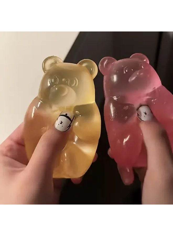 Yellow Orange Bear Squeeze Toy For Kids Adults Stress Relief Fidget Gift - Image 4