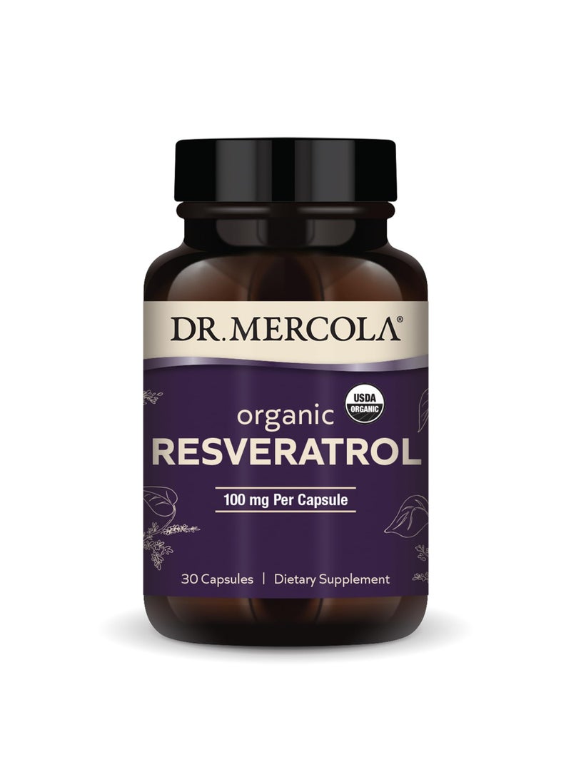 Dr. Mercola Organic Resveratrol, 100mg per Capsule, Dietary Supplement, 30 Capsules  - Image 1