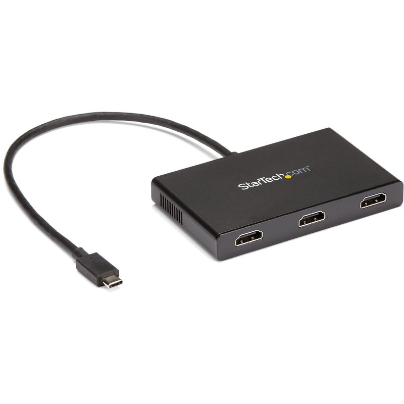 Startech.com StarTech.com 3-Port USB-C Multi-Monitor Adapter, USB Type-C to 3x HDMI MST Hub, Triple 1080p 60Hz HDMI Laptop Display Extender / Splitter, Extra-Long Built-In Cable, Windows Only (MSTCDP123HD)  - Image 1