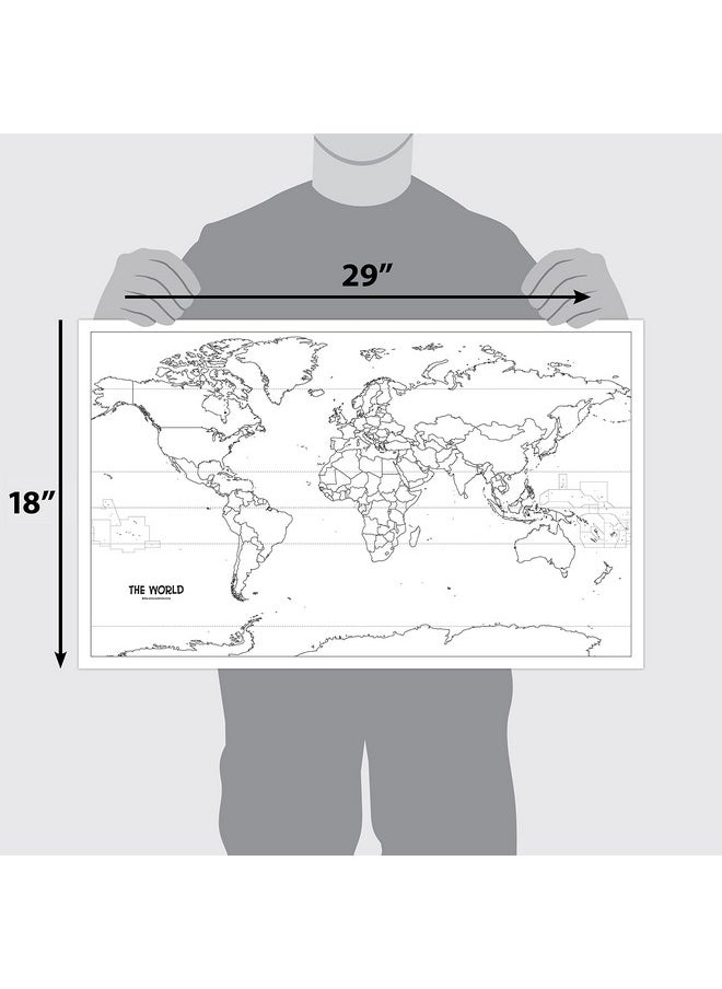 Palace Learning 4 Pack - Usa & World Map Blank Outline Posters + World & Usa Maps [Blue Ocean] (Laminated, 18" X 29")  - Image 2