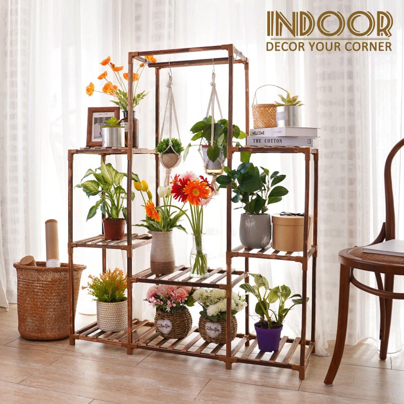 Uneedem Plant Stand Indoor Outdoor Tall Shelf for Multiple Plants 8 Tiers 12 Pot Large Rack Pine Wood Corner Plant/Flower Holder for Room Corner Balcony - Image 5