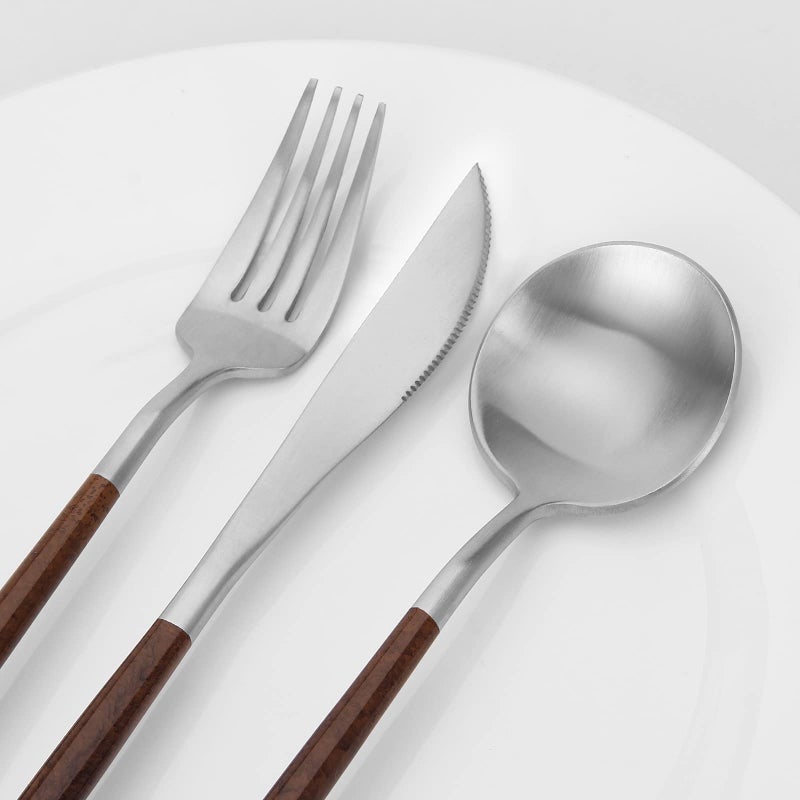 Vanys Silverware Set with black handle, Vanys 30 Piece Stainless Steel Cutlery Flatware Set, Kitchen Utensil Sets for 6, Tableware With Knife Spoons And Forks Set, Satin Finished Polished - Image 3