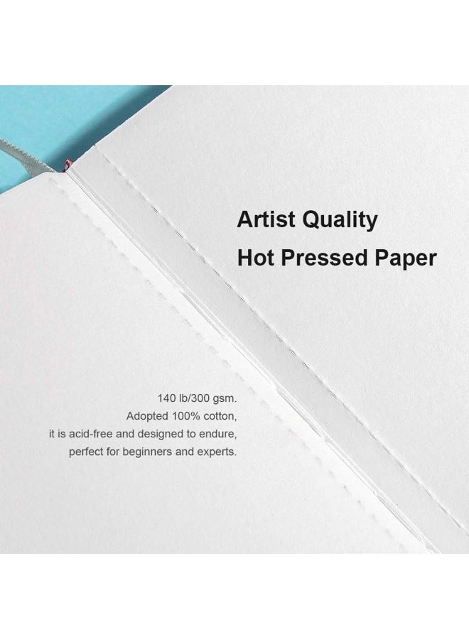 PAUL RUBENS 2 Pack Watercolor Paper, 100% Cotton Hot Press Watercolor Journal 3.8" x 5.2", 40 Sheets (140lb/300gsm), Acid-Free Art Supplies for Watercolors, Gouache, Acrylics - Image 3