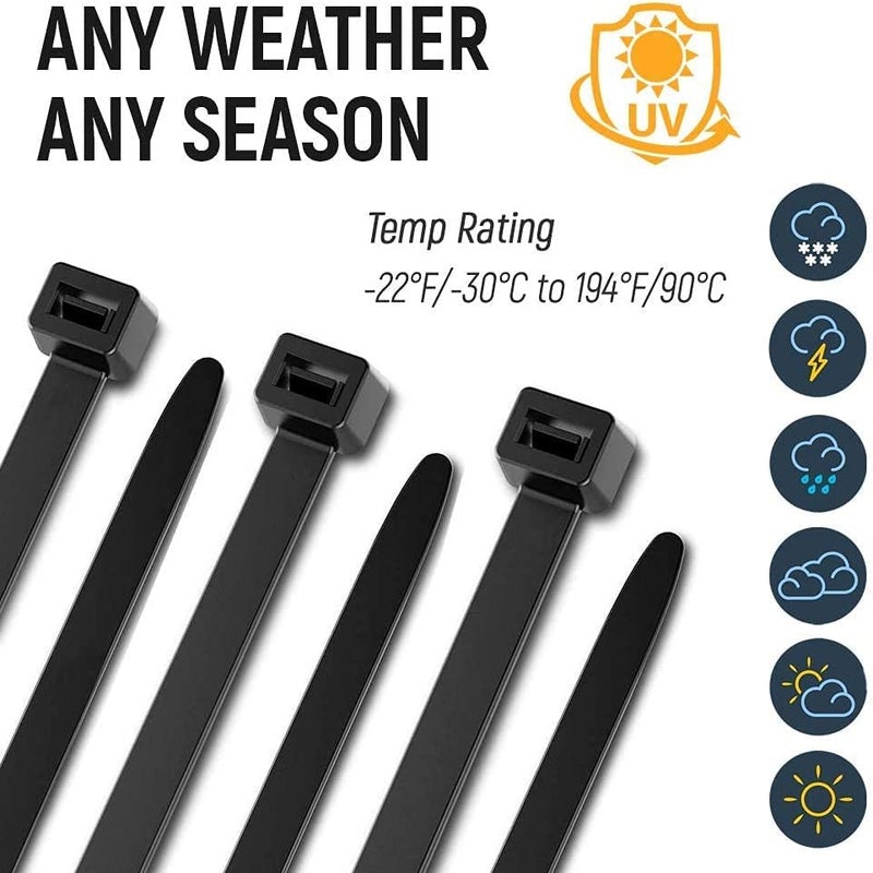 ALBO Zip Ties Black 10 Inch 1000 Pack 50 lb, Long Plastic Cable Ties Thick 0.19 Inch Tie Wraps Heavy Duty UV Resistant Nylon Wire Ties for Indoor and Outdoor - Image 4