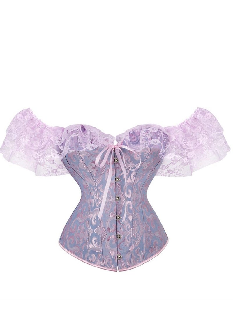 Loquat Jacquard Lace Shoulder Strap Court Corset Purple  - Image 1