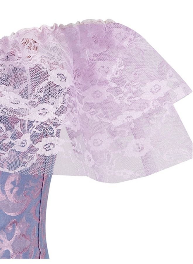 Loquat Jacquard Lace Shoulder Strap Court Corset Purple  - Image 2
