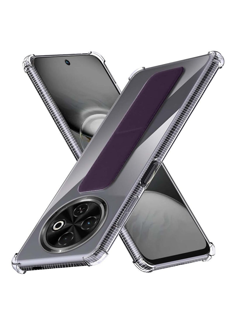 دبليو تيك غطاء غطاء وسادة هوائي بمقبض يدوي من Tecno Spark 30C 5G 2024 TPU - شفاف / بنفسجي باذنجان - Image 1