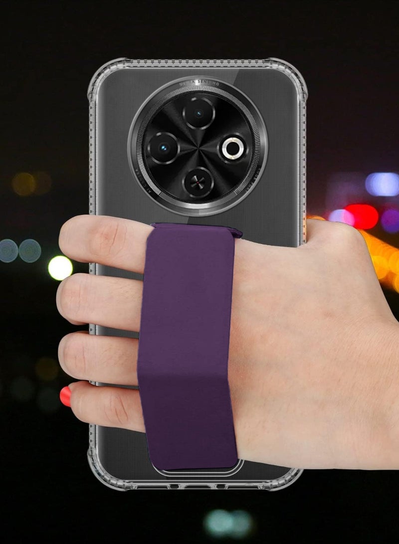 دبليو تيك غطاء غطاء وسادة هوائي بمقبض يدوي من Tecno Spark 30C 5G 2024 TPU - شفاف / بنفسجي باذنجان - Image 4