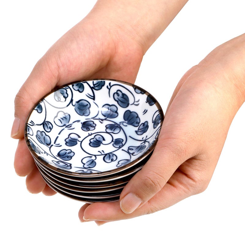 ZENFUN 12 Pcs Soy Sauce Dishes, Tiny Bowls, 3 oz Dipping Bowls for Condiment Sushi, Elegant Mini Bowl for Side Dish, Ketchup, Appetizer Plates, Ceramic, Blue and White - Image 4