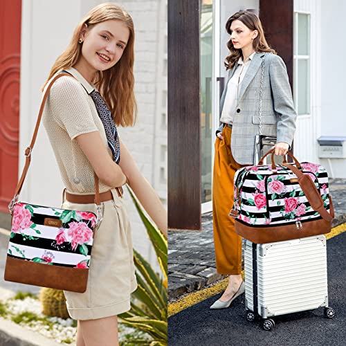 TIBES Travel Weekender Bag for Women, Overnight Bag with Shoe Compartment Oversized Travel Duffel Bag Carry On Tote 21" - Image 3