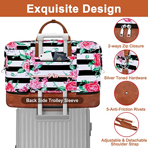 TIBES Travel Weekender Bag for Women, Overnight Bag with Shoe Compartment Oversized Travel Duffel Bag Carry On Tote 21" - Image 5