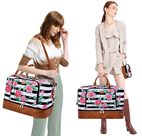 TIBES Travel Weekender Bag for Women, Overnight Bag with Shoe Compartment Oversized Travel Duffel Bag Carry On Tote 21" - Image 2