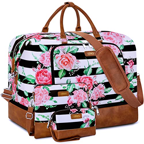 TIBES Travel Weekender Bag for Women, Overnight Bag with Shoe Compartment Oversized Travel Duffel Bag Carry On Tote 21" - Image 1