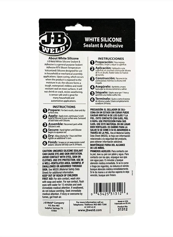 J-B WELD 31312 White All-Purpose RTV Silicone Sealant and Adhesive - 3 oz.  - Image 3