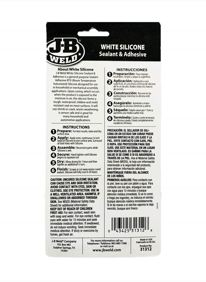 J-B WELD 31312 White All-Purpose RTV Silicone Sealant and Adhesive - 3 oz.  - Image 4