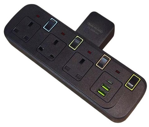 3 Way Multi Plug Extension Socket,3 Way Electrical Outlet Extender With 2 USB 1PD Type C,Wall Charger,Universal Plug Adapter,Charging Station for Home,Office,Kitchen,Individually Switched,13A Heavy Duty Extention Socket ((3UK-2USB 1PD Type C)) ((Black))