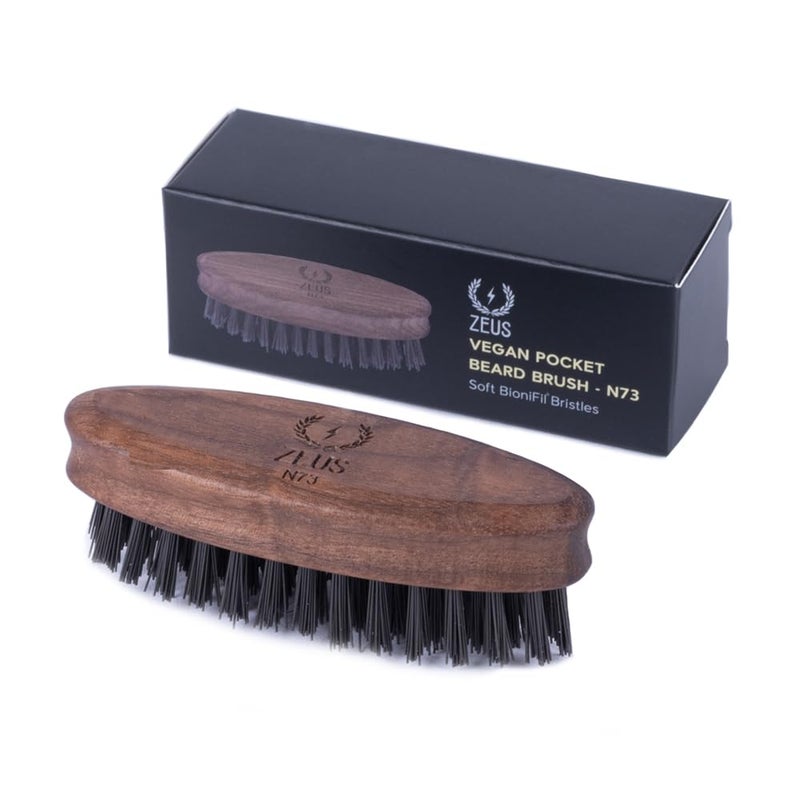 ZEUS Vegan Pocket Beard Brush, Soft Bristle & Animal-Free Grooming Brush for Taming & Styling Beard â€“ Made in Germany (N73) - Image 1