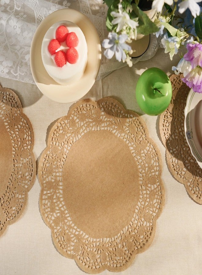 Phantomon 100 Pcs 12 Inch Brown Lace Paper Doilies - Disposable Natural Undyed Paper Placemats Uncolored, Eco-Friendly for Cakes, Dessert, Dining Table, Weddings, Birthday Parties - Image 3