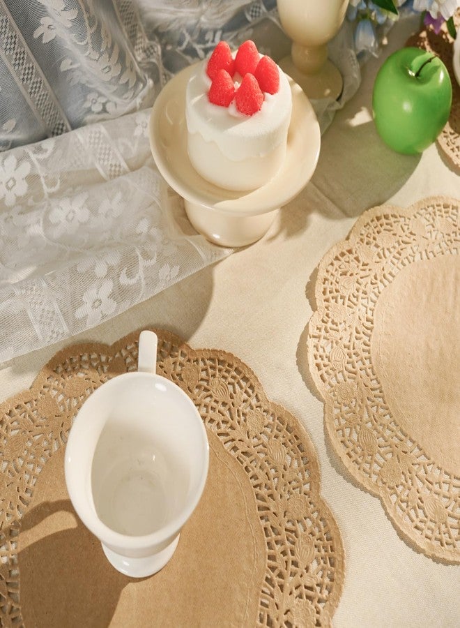 Phantomon 100 Pcs 12 Inch Brown Lace Paper Doilies - Disposable Natural Undyed Paper Placemats Uncolored, Eco-Friendly for Cakes, Dessert, Dining Table, Weddings, Birthday Parties - Image 4
