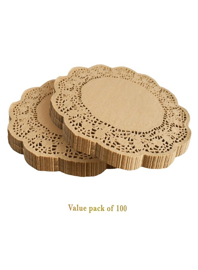 Phantomon 100 Pcs 12 Inch Brown Lace Paper Doilies - Disposable Natural Undyed Paper Placemats Uncolored, Eco-Friendly for Cakes, Dessert, Dining Table, Weddings, Birthday Parties - Image 5