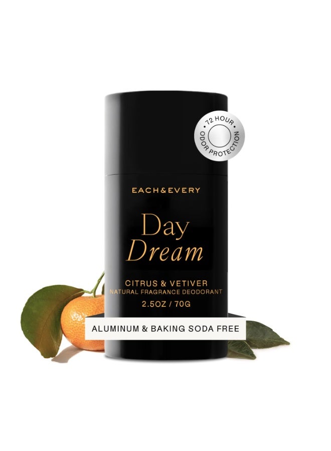 Each & Every Aluminum Free Deodorant for Women & Men - All Natural Deodorant for Sensitive Skin, EWG Verified - Clean, Baking Soda-Free, Plant-Based Fragrance, Citrus & Vetiver, 2.5oz