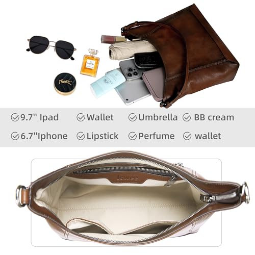 Iswee Leather Cossbody Bag Shoulder Purses Hobo Bags for Women Handbags Medium Size Purses for Women(Coffee) - Image 5