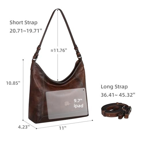 Iswee Leather Cossbody Bag Shoulder Purses Hobo Bags for Women Handbags Medium Size Purses for Women(Coffee) - Image 3