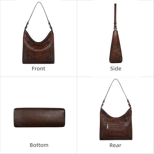 Iswee Leather Cossbody Bag Shoulder Purses Hobo Bags for Women Handbags Medium Size Purses for Women(Coffee) - Image 4
