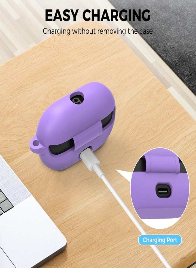 Ahastyle غطاء سيليكون AhaStyle لسماعات Beats Solo Buds (2024) [مرفق مع كارابين معدني] غطاء واقي كامل مضاد للصدمات متوافق مع سماعات Beats Solo Buds 2024 اللاسلكية (لافندر) - Image 3