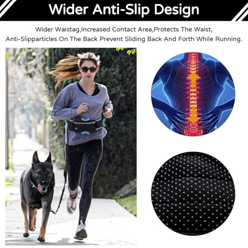 Skmeditec Hands Free Dog Leash with Waist Bag for Large Dog Walking, Shock Absorbing Bungee Leash with Zipper Pouch for Running, Dual Padded Handles & Adjustable Waist Belt - Image 3