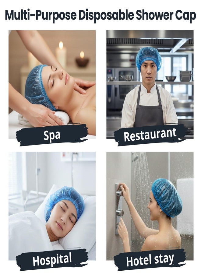 C-Cure Disposable Shower Cap |Waterproof Bath Cap for Women and Men |Size 18” Large, Keeps hair Dry, use and throw Shower Cap, for use at Home, Hotel, Hair Dye, Salon & Spa (Blue Pack of 100) - Image 5