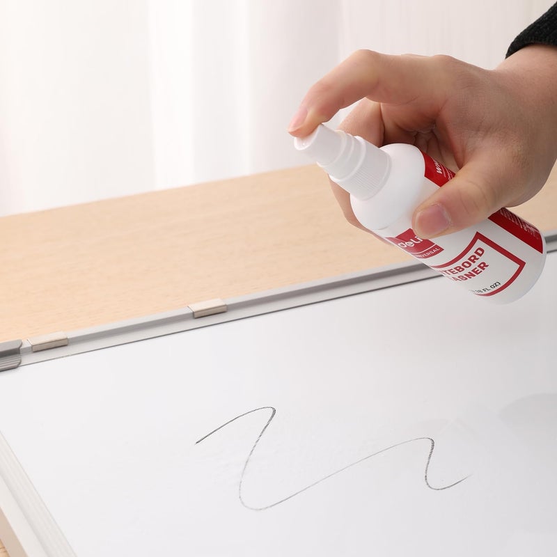 Deli Whiteboard Cleaning Kit (100 Ml Cleaning Spray, 2 Dry Erase Pens (Bullet Tip 2 Mm, Black And Blue), 1 Anti-Static Eraser For Light Gray Board - Image 3