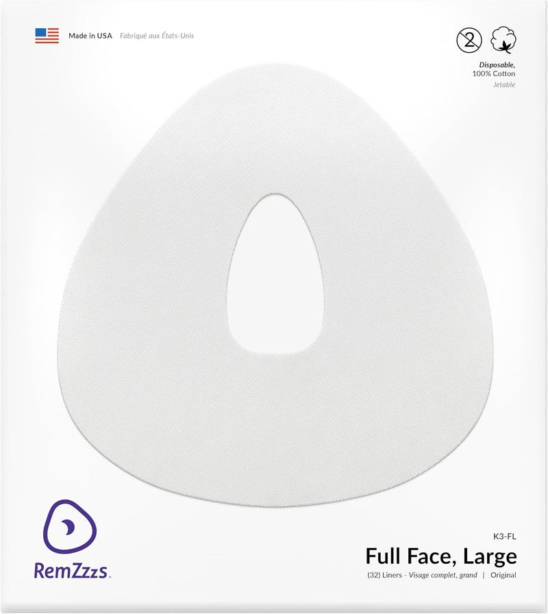 RemZzzs Full Face CPAP Mask Liners - Large Size, 30 Disposable Cotton Liners for Comfort and Leak Reduction - Image 1