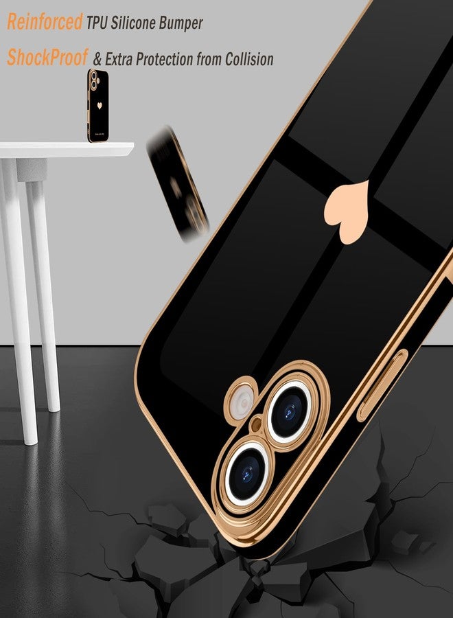 Teageo for iPhone 16 Case with Screen Protector [2 Pack] Girl Women Cute Girly Love-Heart Luxury Gold Soft Cover Camera Protection Silicone Shockproof Phone Case for iPhone 16, White - Image 4