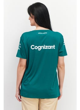 Aston Martin Women Crew Neck Short Sleeve Brand Logo T-Shirt, Green  - Image 2