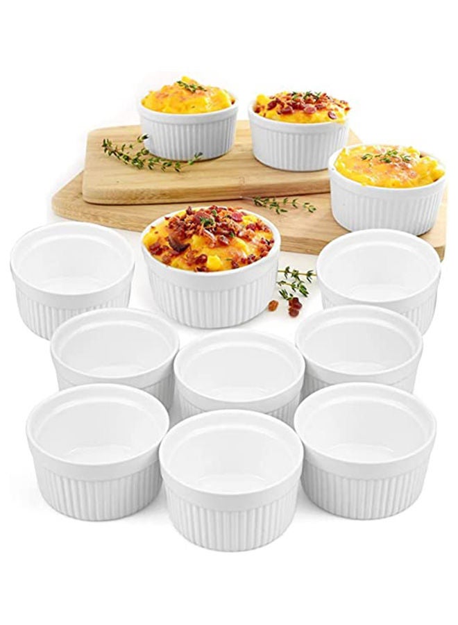 AKDC 8oz Porcelain Ramekins Bowls for Souffle Crème French Onion Soup Classic Style Ramekins for Baking Oven Safe Ramekin Bowls Serving for Custard Pudding Mini Desserts Jam Dips Sauces (Set of 12)  - Image 2