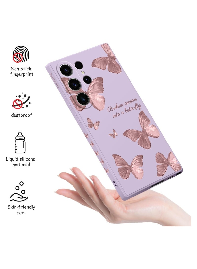 for Samsung Galaxy S23 Ultra Case, for Galaxy S23 Ultra Case Flowers Butterfly Anti Slip Shockproof Flexibility Soft Silicone Protector Phone for Samsung Galaxy S23 Ultra Case-Butterfly Purple - Image 4