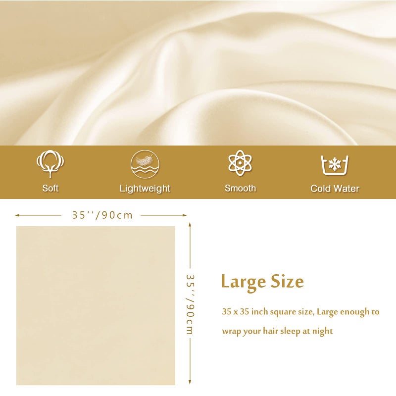 vimate Silk Satin Scarf, 35'' Square Cream Silk Feeling Scarf Silky Scarves for Hair Wrapping.(Style-33) - Image 2