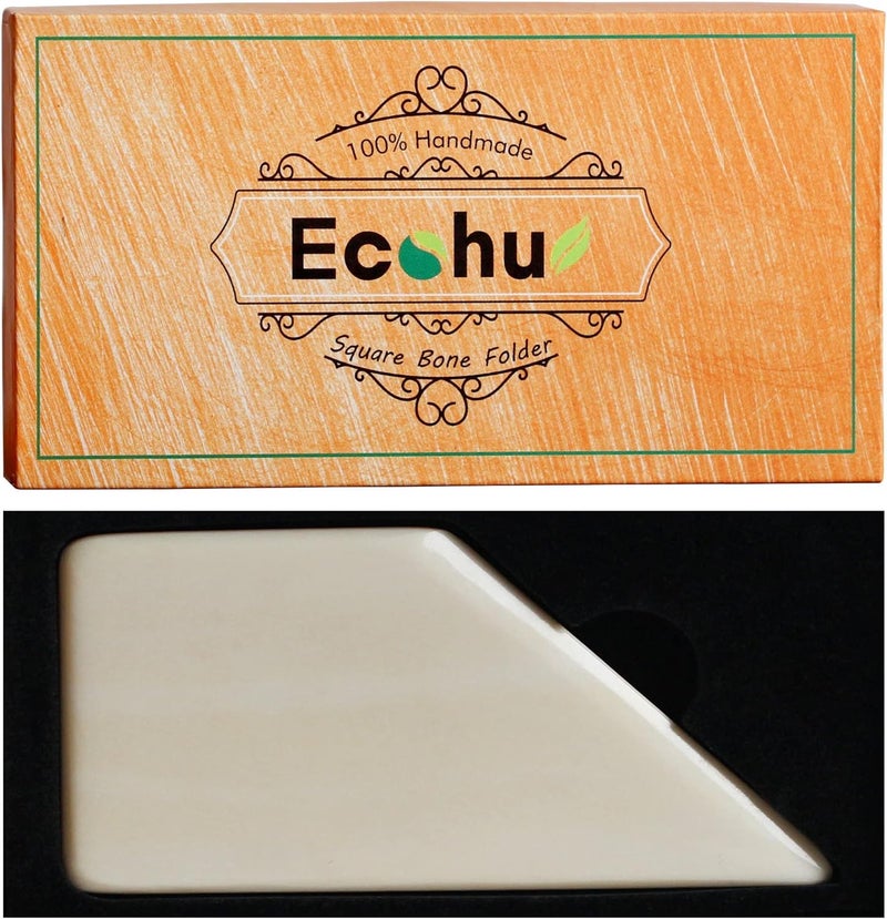 ECOHU Square Bone Folder - Genuine Bone, Paper & Leather Crafts, Card Making, Origami, Bookbinding, Scrapbooking, Non-Scratch, Non-Stick - Image 1