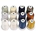 New brothread 12 Neutral&Jean Colors Multi-Purpose 100% Mercerized Cotton Threads 30WT(50S/3) 600M(660Y) Each Spool for - Image 2